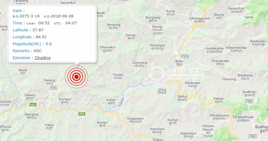 earthquake dhading 2075