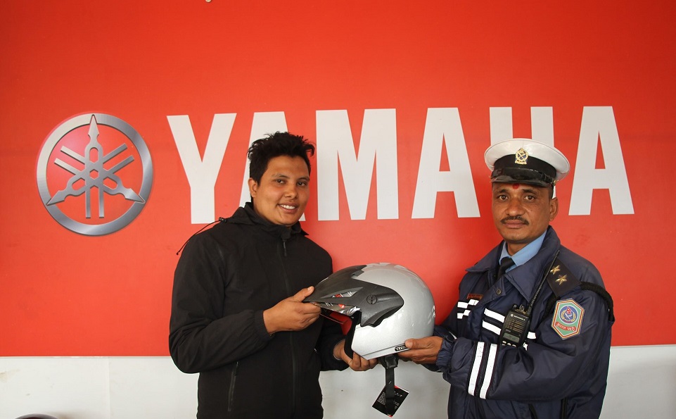 yamaha trishuli auto distribute helmate to traffic