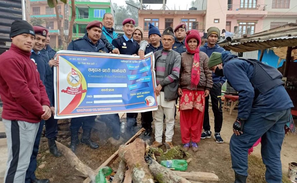 fire camp nepal police winter season nuwakot