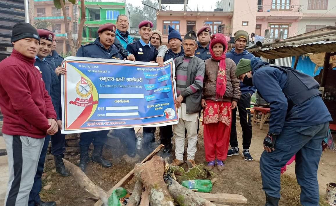 fire camp nepal police winter season nuwakot