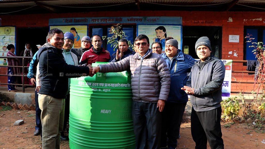water tank distributed sangam cooperative nuwakot members
