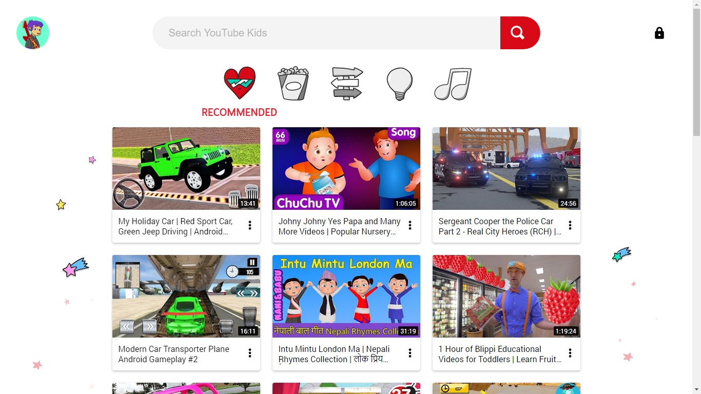 youtube kids homescreen