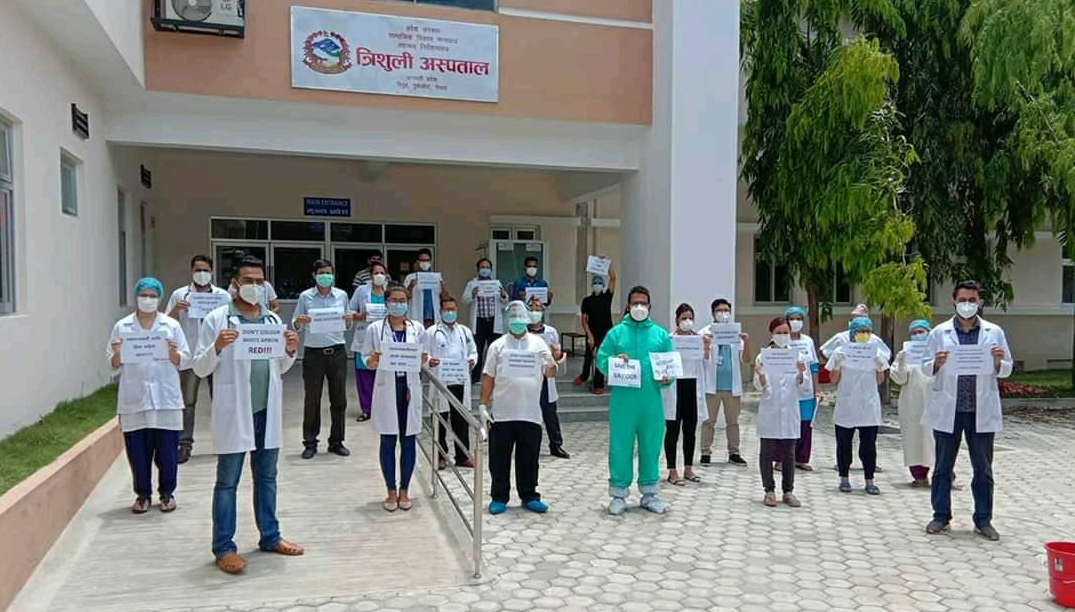 doctor nurse solidarity trishuli hospital rally