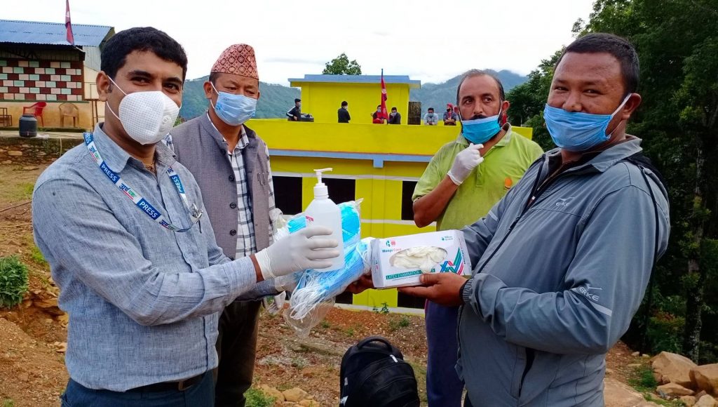 nepal insurance donate mask sanitizer and gloves to tarkeshwor rural municipality quarantine people