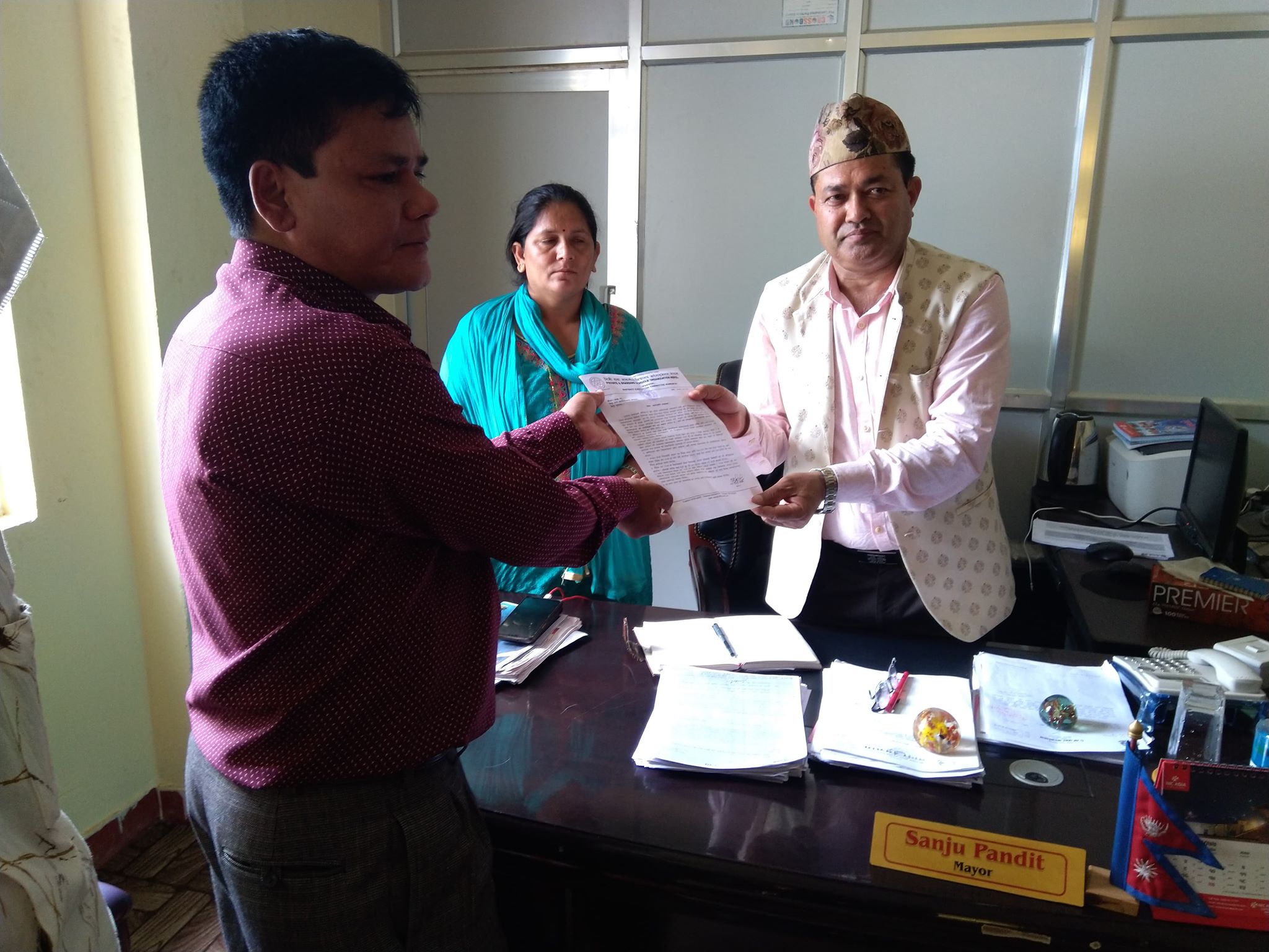 bidur municipality mayor letter receiving a nuwakot pabson