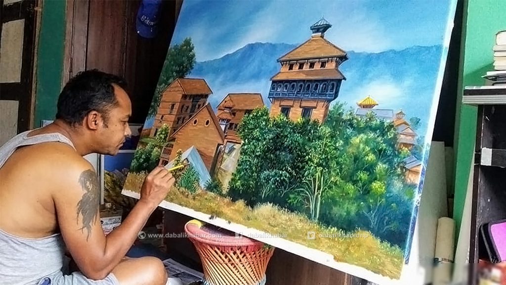 sashi kumar dangol canvas artist rasuwa bagamati nepal