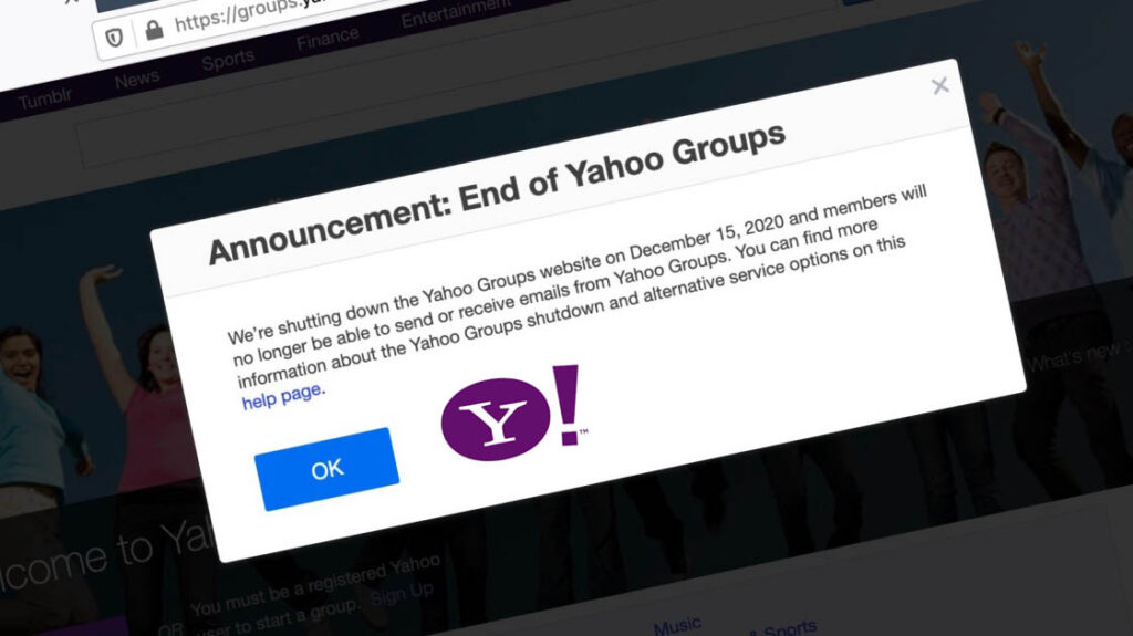yahoo groups shutting down 2020 december