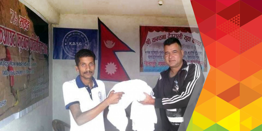 football jersey handover to kanchana deurali youth club deurali belakotgadhi nuwakot