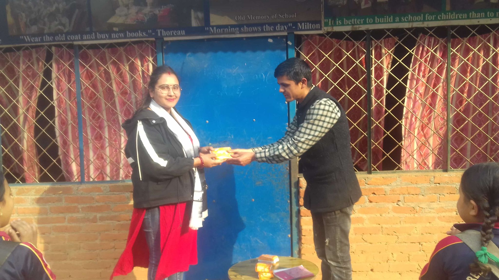 bhairabi academy school distribute sanitary pad to lady teacher