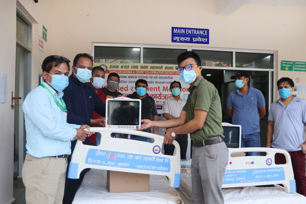 sangam cooperative donate icu bed and monitor to trishuli hospital
