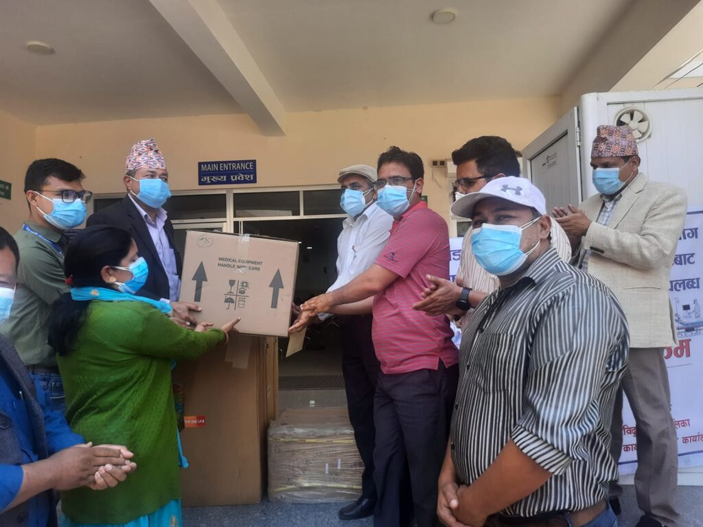bidur municipality mayor sanju pandit vantilator handover to trishuli hospital