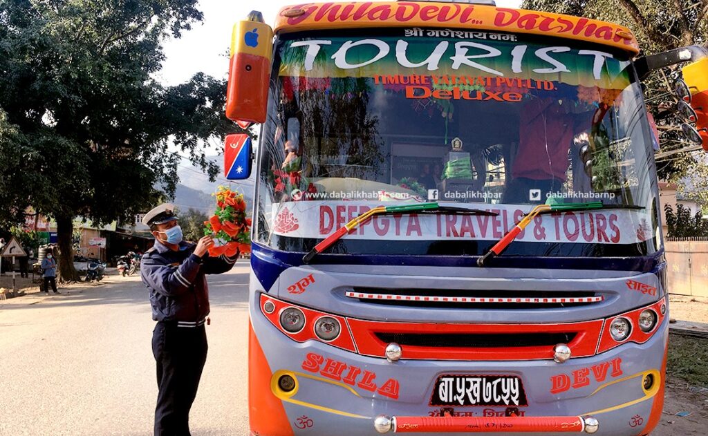nuwakot traffic police to pick up vehicle decoration materials