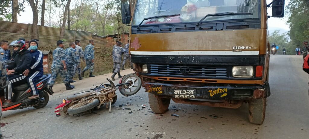 accident water tanker and motorcycle