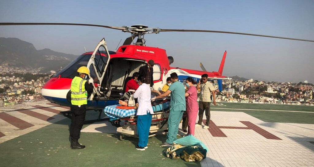 bus accident patient Heli charter rescue