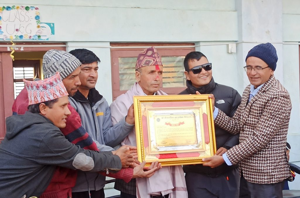 Farewell with respect for long service in okharpauwa secondary school kakani nuwakot
