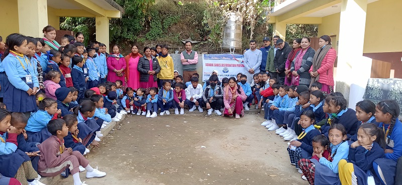 school shoes distribution to Saatkanya School in Lalitpur
