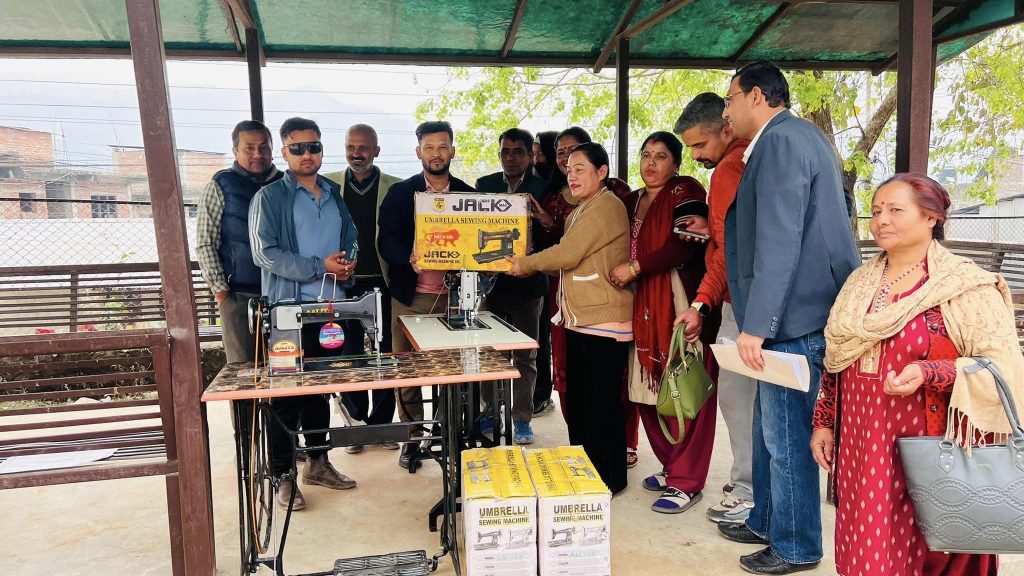 bidur municipality provide tailoring machine to women community center in nuwakot chaarghare