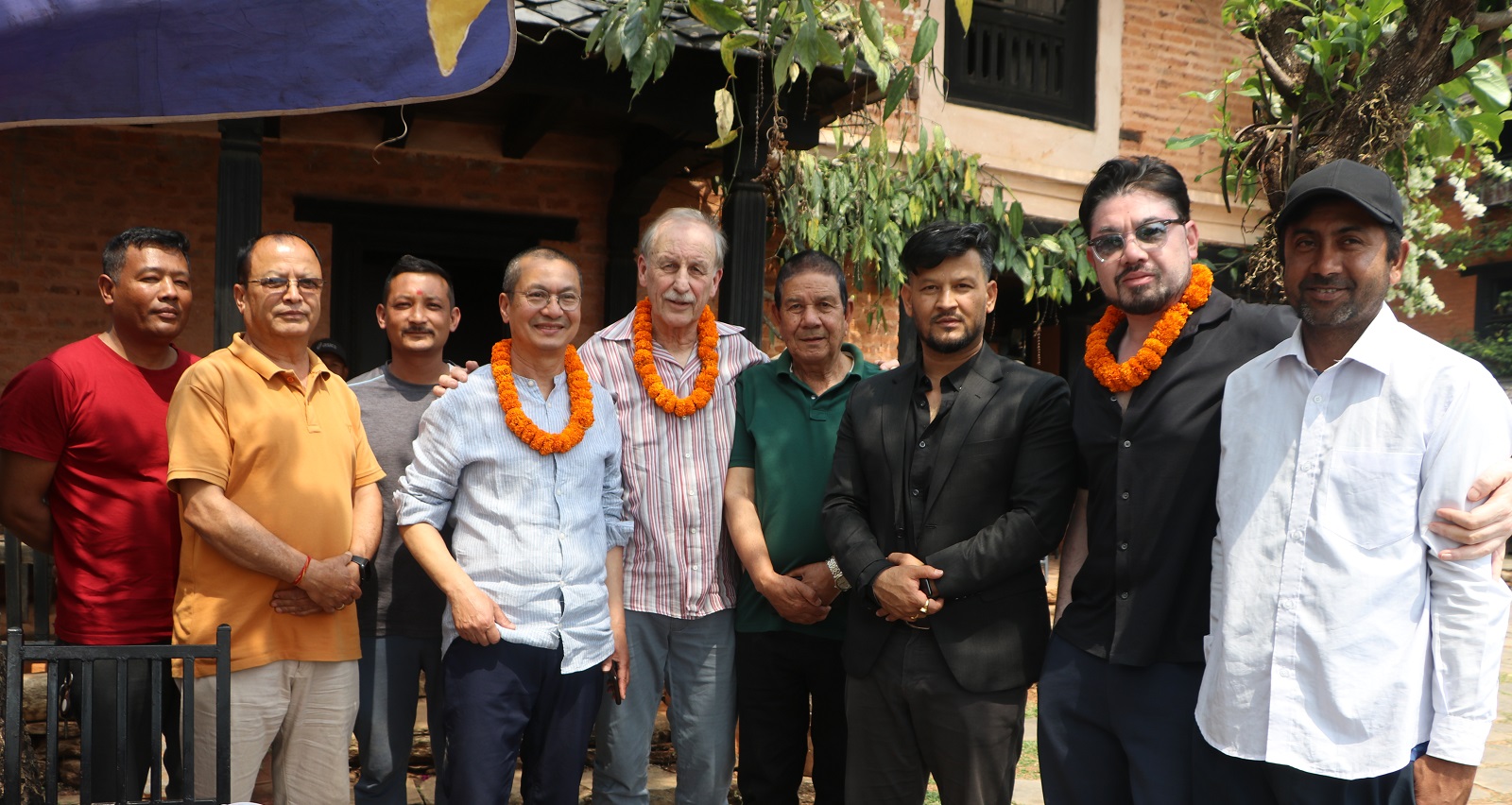 mayor rajan shrestha welcoming to architecture Wolfgang Korn and Rajan Shakya CEO of Kathmandu Geust House in Nuwakot