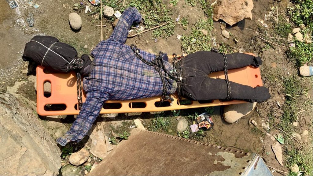 men dummy toy in crises rescue