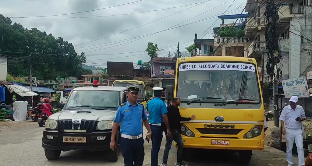 school bus over seated supervision in nuwakot