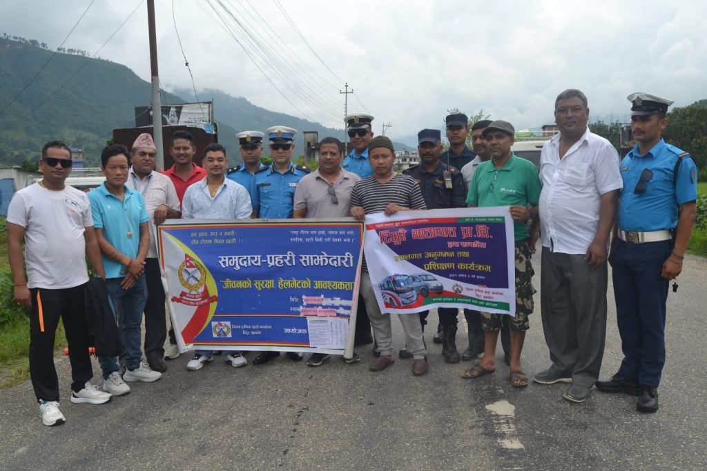 timure bus organized traffic awarenewss program in tokha-chhare highway nuwakot