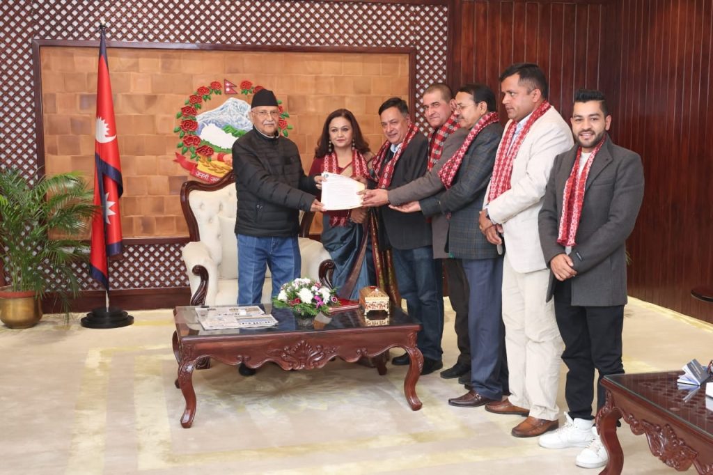 fnj team meets prime minister kp oli
