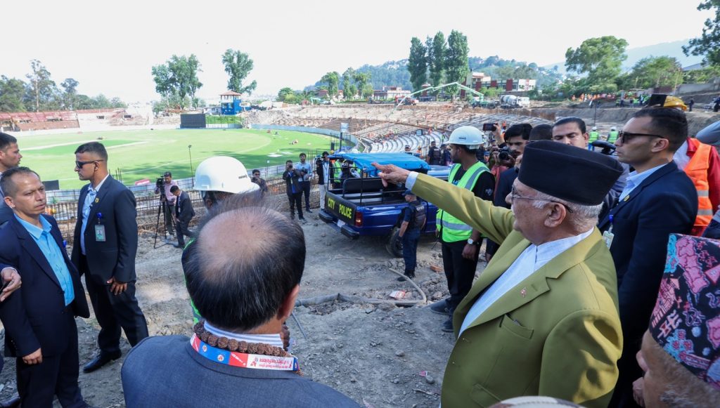 Prime minister KP Sharma Oli visit Kritipur Stadium