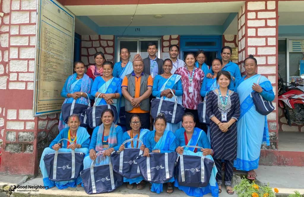 Medicine and bags for health volunteers