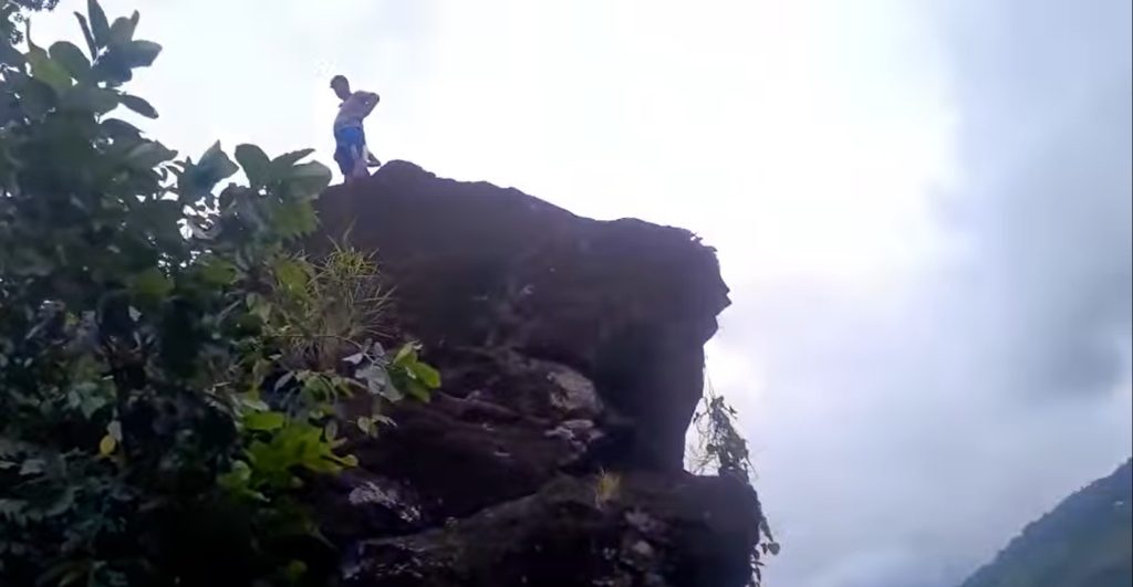 A large rock is being washed away due to rain in Tadi Rural Municipality-4, Bahrabise.