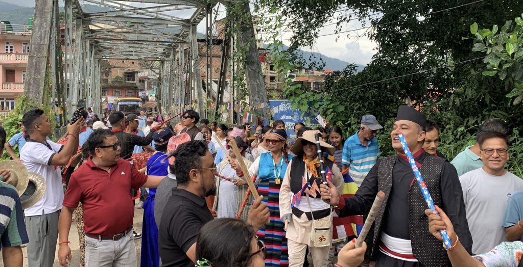people are playing taktuke jatra in Trishuli Nuwakot