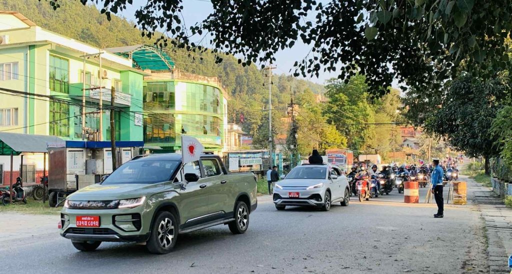 UML motorcycle rally in Nuwakot