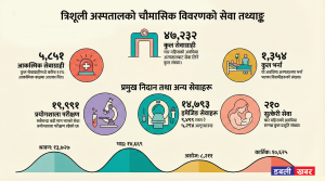 Trishuli Hospital has released its quarterly service statistics for the fiscal year 208283