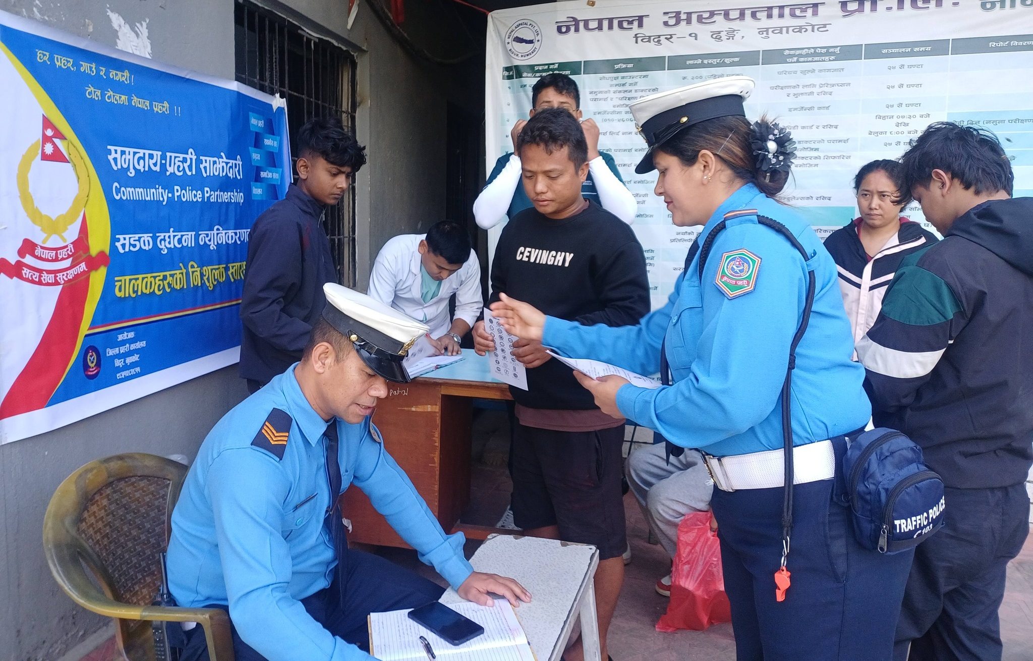 public vehicle free health checkup camp in Nuwakot by Traffic Nuwakot