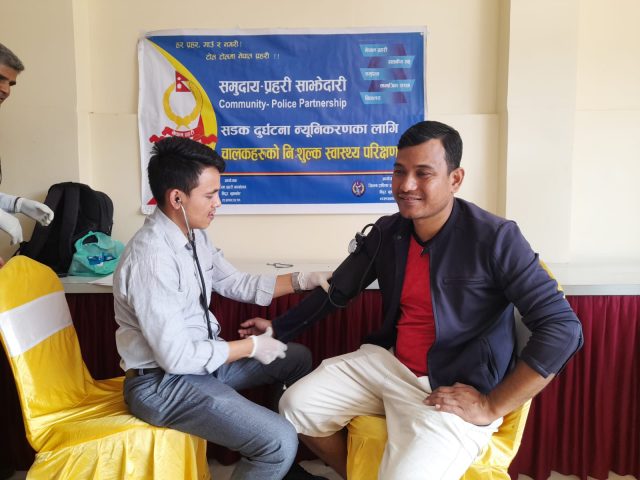blood pressure check in Nuwakot by Public Health Office