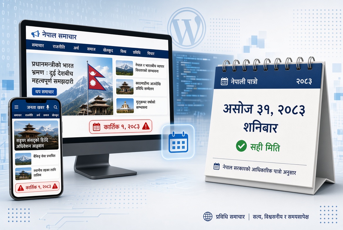 नेपाली समाचार पोर्टलमा मितिमा समस्या, असोज ३१ लाई कार्तिक १ देखाइँदै